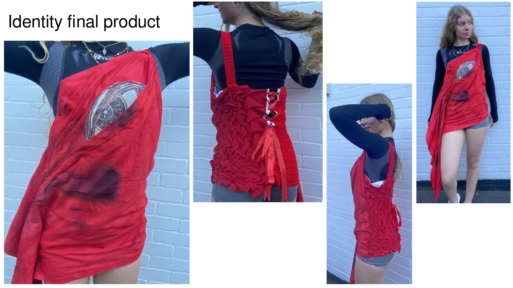 Identity final product in red with eye motif.